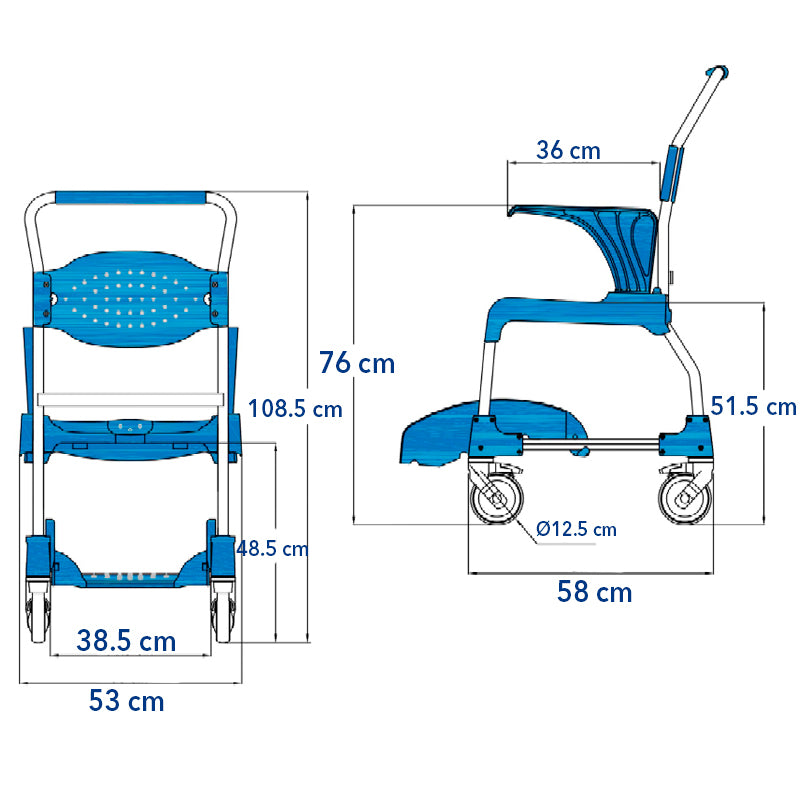 Cadeira Sanitária e Banho com Rodas - MOEM - 11076