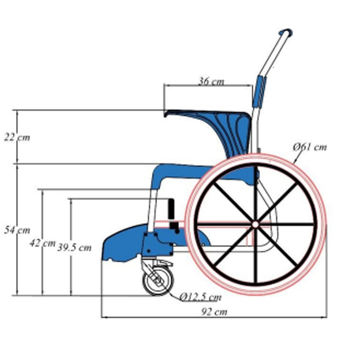 Cadeira Sanitária e Banho com rodas - MOEM - Autopropulsão