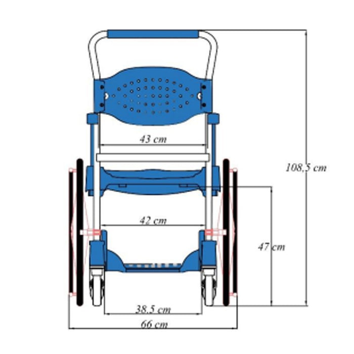 Cadeira Sanitária e Banho com rodas - MOEM - Autopropulsão