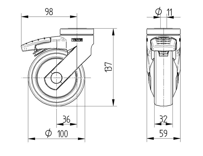 Roda para Cadeiras de Banho - Aço Inoxidável - LEVINA STAINLESS