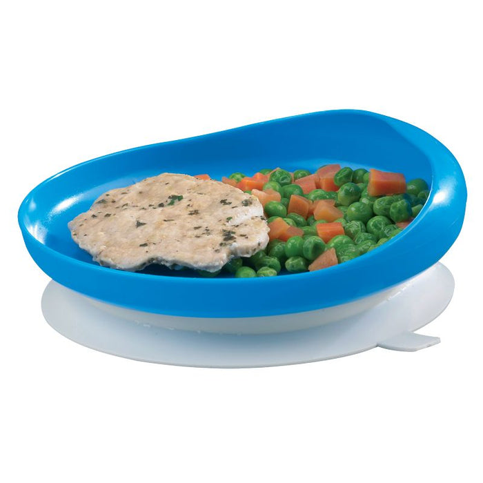 Plate with rim and base with suction cup