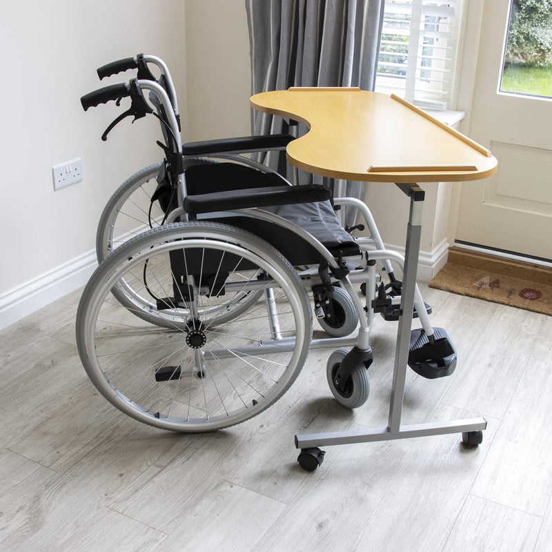 Bed table with wheels