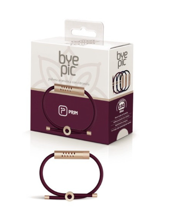 Pulseira Repelente Essência Natural Citronela - BYE PIC Adulto (Bordô)