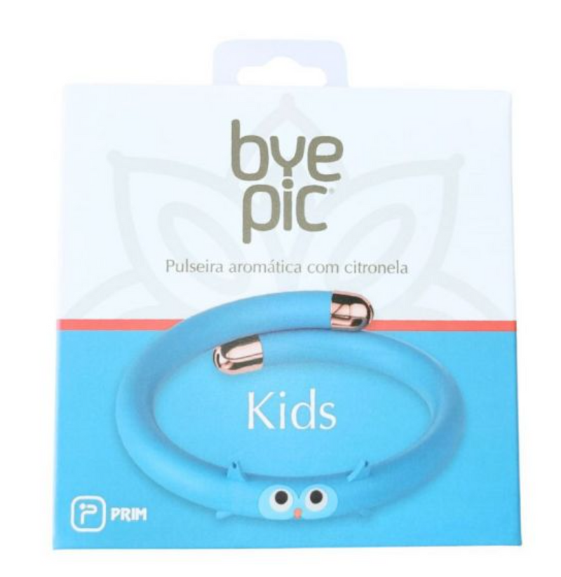 Pulseira Repelente Essência Natural Citronela - BYE PIC Criança (Azul)