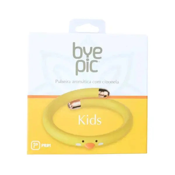 Pulseira Repelente Essência Natural Citronela - BYE PIC Criança (Amarelo)