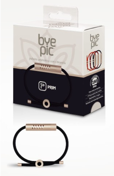 Pulseira Repelente Essência Natural Citronela - BYE PIC Adulto (Preto)