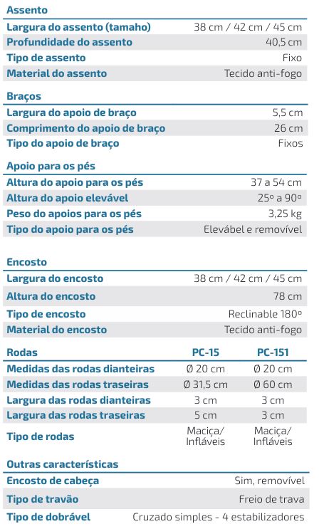 Cadeira de Rodas Reclinável - Tipo Cama - PC-15/PC-151