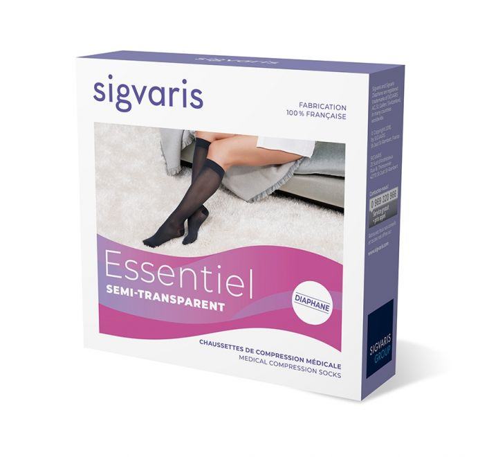 Meia de Compressão Classe 2 Sigvaris Essentiel Semi-transparente - até ao joelho