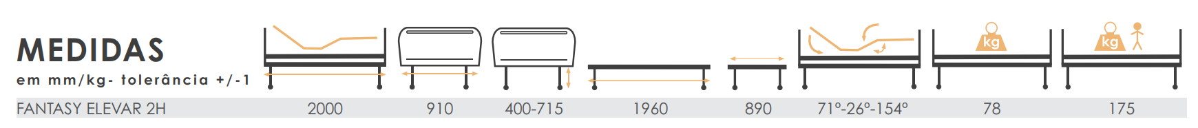 Pack de cama articulada eléctrica - Altura regulable - ORTHOS XXI Fantasy