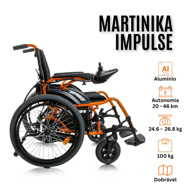 Cadeira de Rodas Elétrica - Dobrável e AutoPropulsora - Martinika Impulse