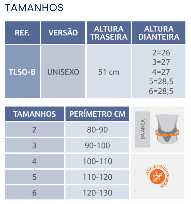 Colete Rígido Toráxico Lombro-Sacro - STAR BRACE - TLSO-B