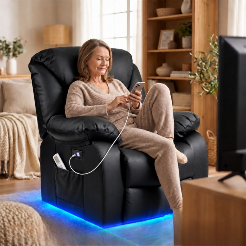 Poltrona/Cadeirão Elétrico com Elevação - Com Massagem e Calor Lombar