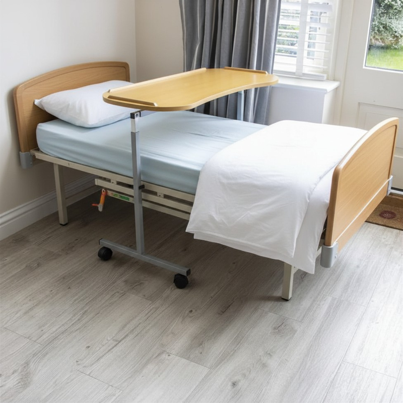 Bed table with wheels