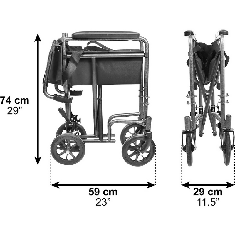 Silla de ruedas de traslado - Estrecha - P10019