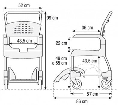 Cadeira Sanitária e Banho com rodas - ETAC CLEAN
