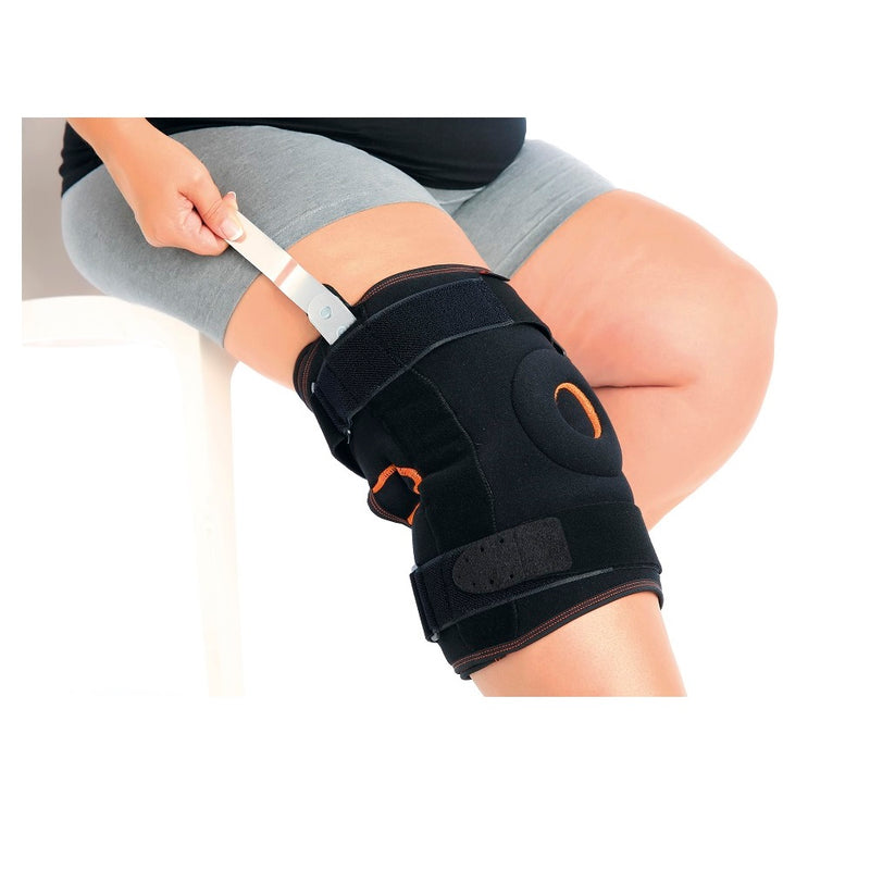 Joelheira Envolvente com Articulações Biaxiais e Estabilizadores Laterais - Tamanhos Grandes - Ortopedia Almeidas